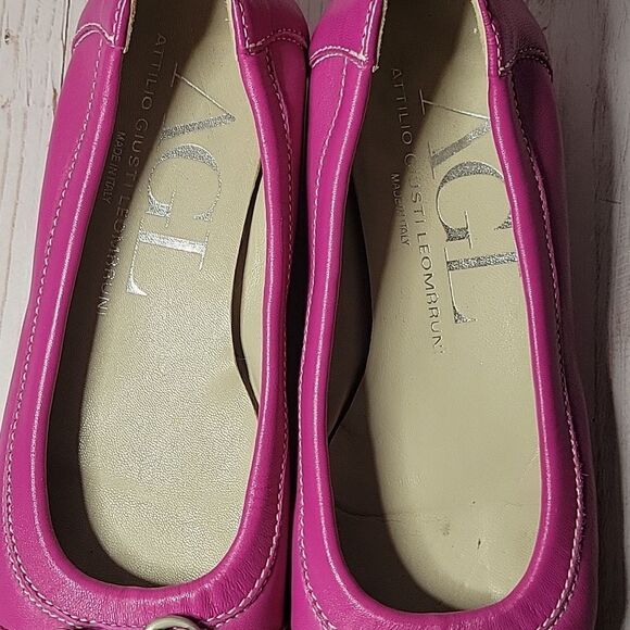 AGL ATTILIO GUISTI LEOMBRUNI 35 EU 5 US Ballet Flats Fuchsia Pink Leather ITALY - Picture 7 of 13